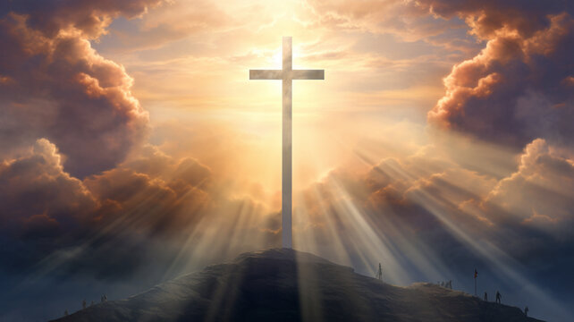 Sunrise behind a cross